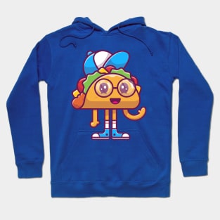 Cute Taco Kid Wearing Hat And Glasess Cartoon Hoodie